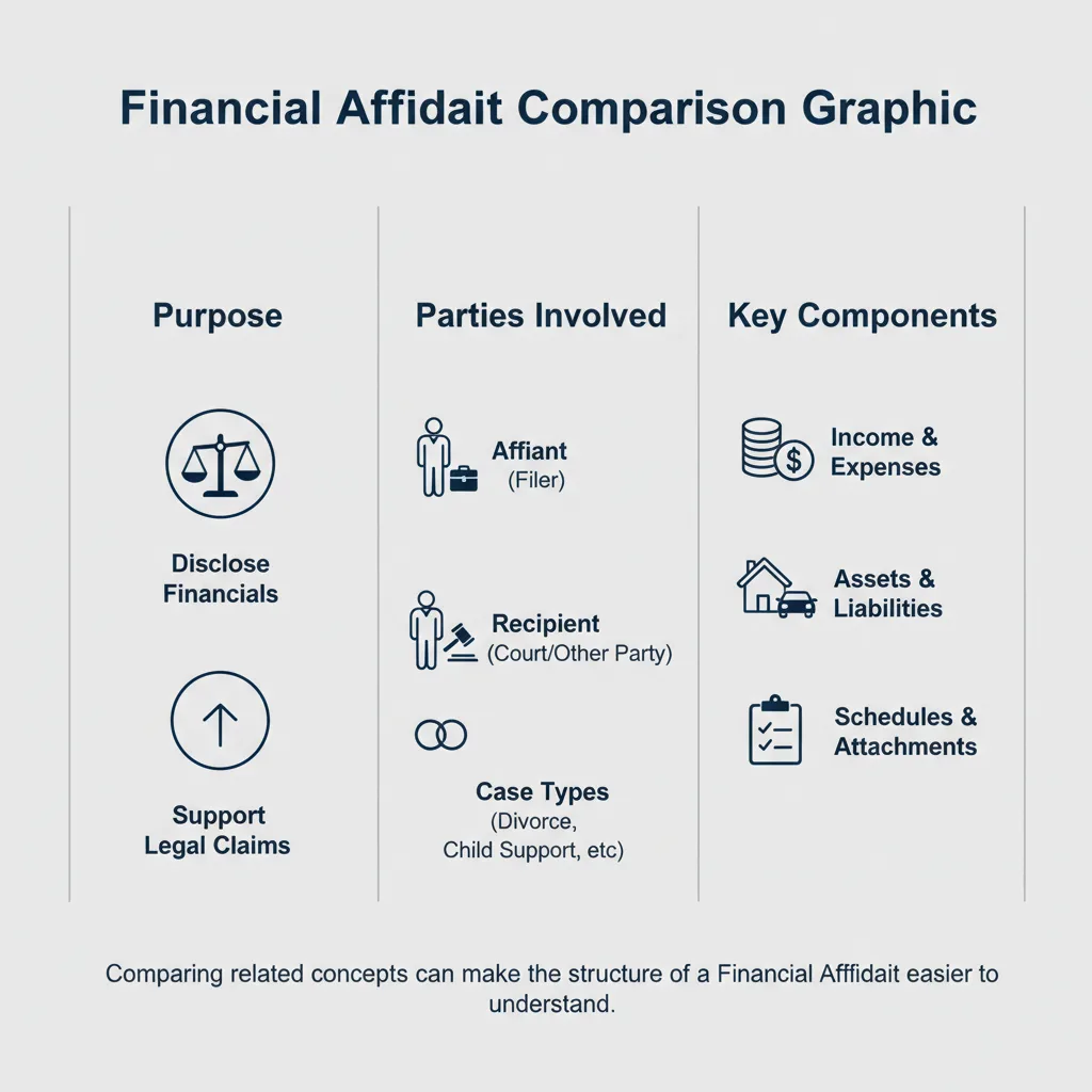 Comparison graphic explaining concepts related to a Financial Affidavit.