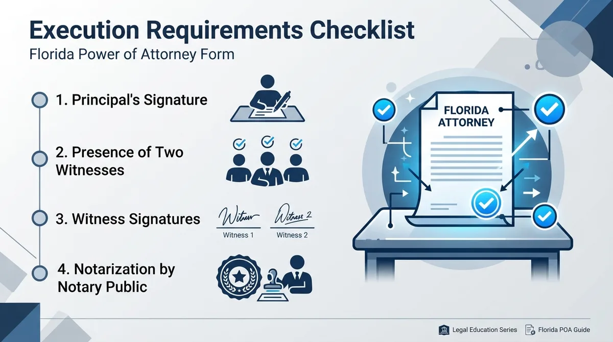Execution requirements checklist for Florida Power of Attorney