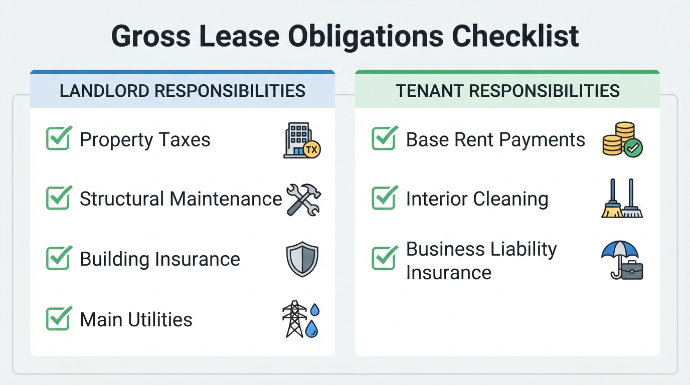 Checklist of landlord and tenant responsibilities under a gross lease