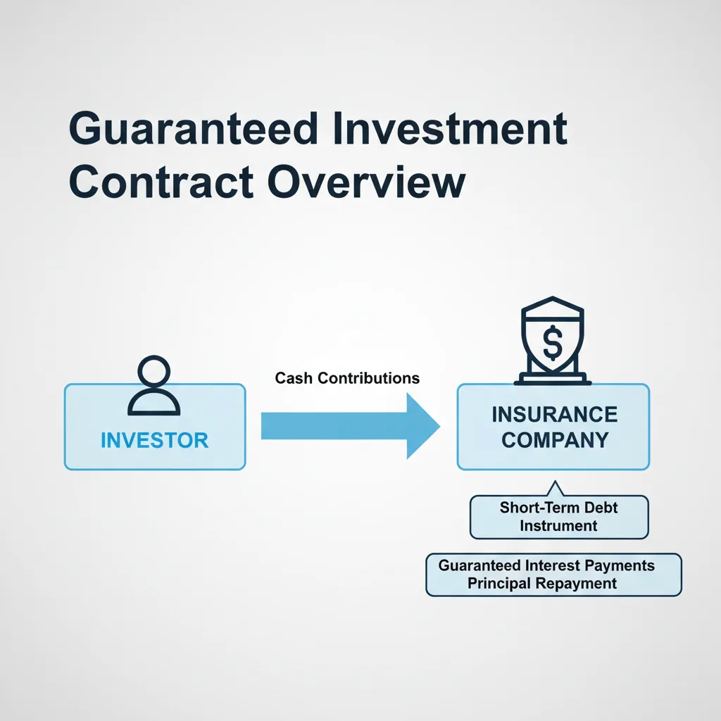 Diagram showing an investor contributing cash to an insurance company and receiving guaranteed interest and principal back in a GIC.