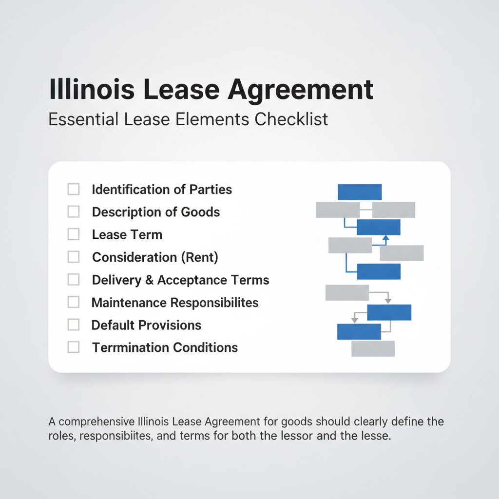 Checklist outlining the essential elements typically included in an Illinois Lease Agreement for goods.