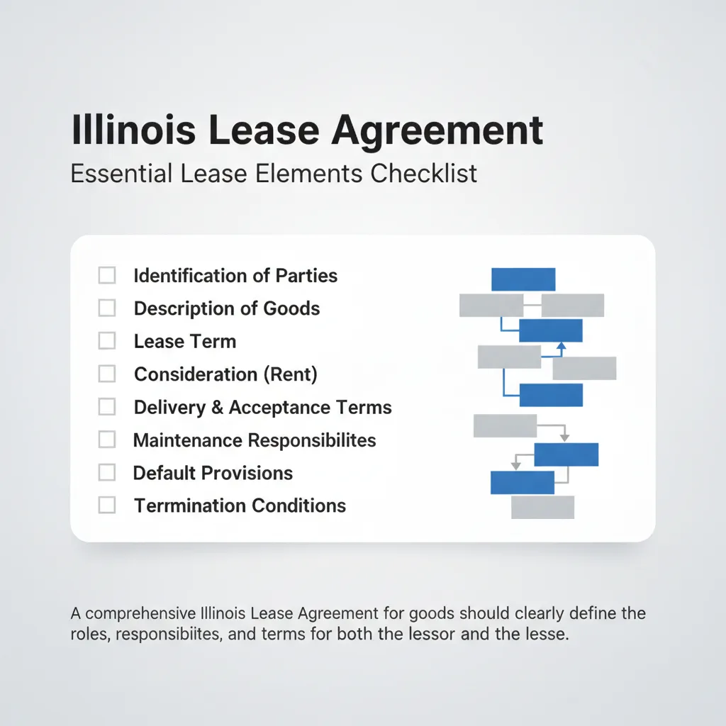 Checklist outlining the essential elements typically included in an Illinois Lease Agreement for goods.