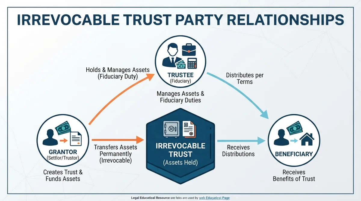 Relationship diagram of Grantor, Trustee, and Beneficiary
