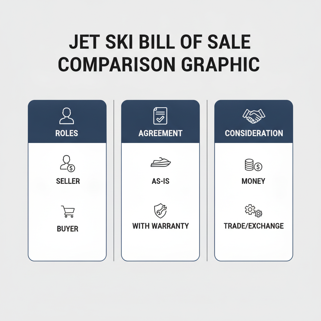 Comparison graphic explaining concepts related to a Jet Ski Bill of Sale.