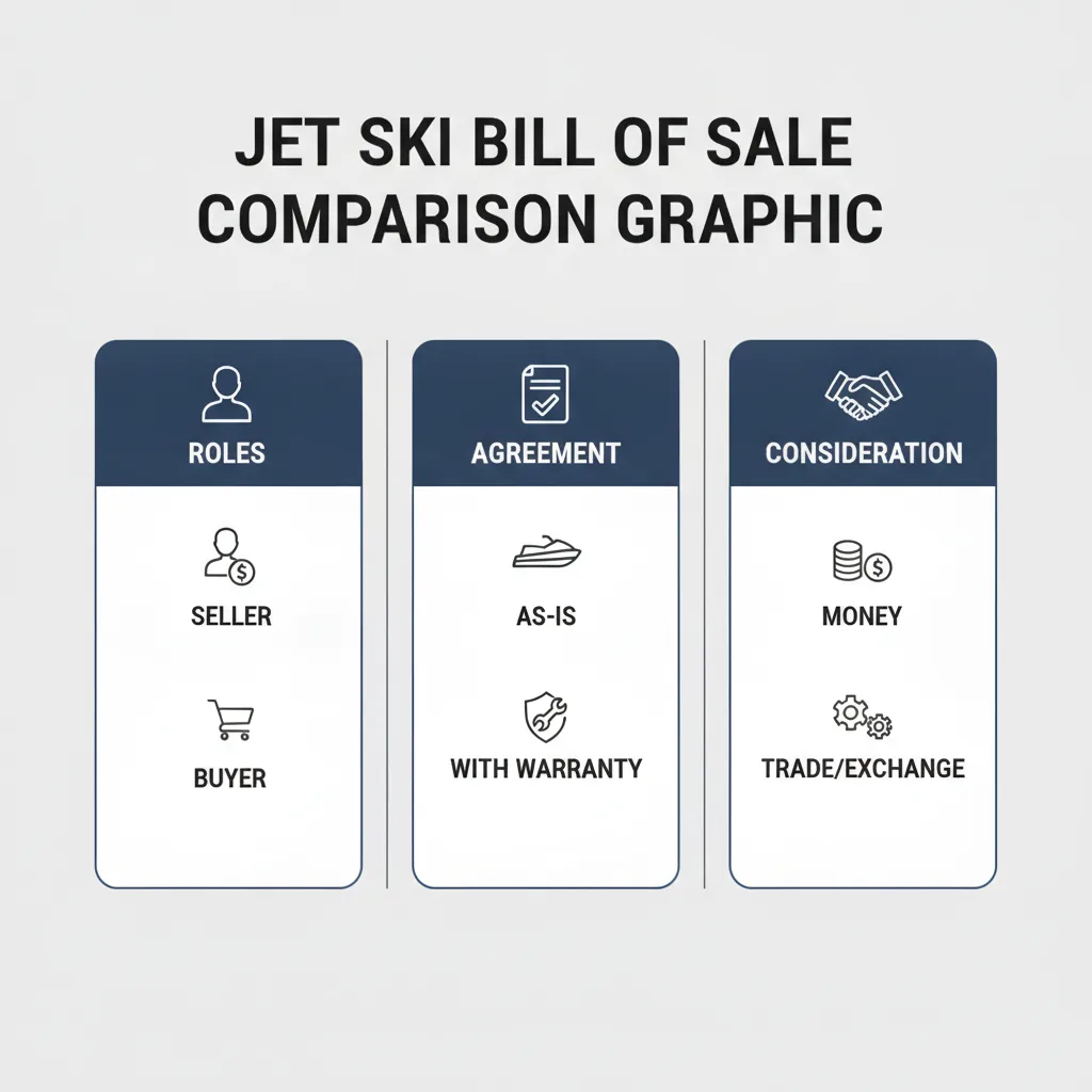Comparison graphic explaining concepts related to a Jet Ski Bill of Sale.