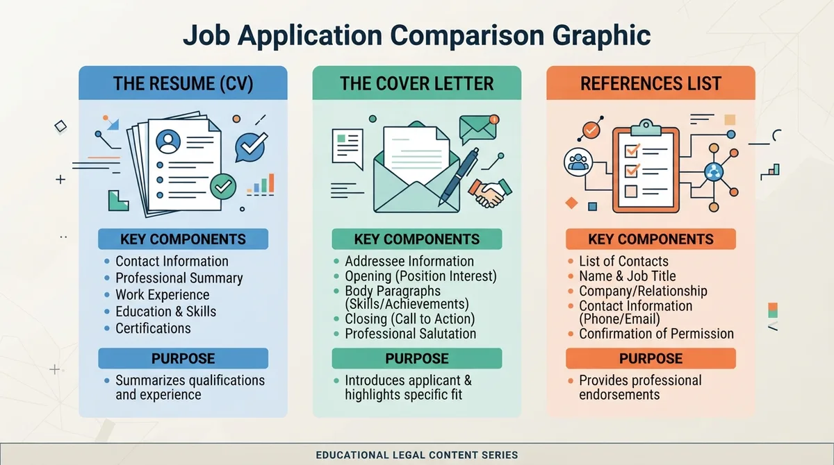 Comparison graphic explaining concepts related to a Job Application.