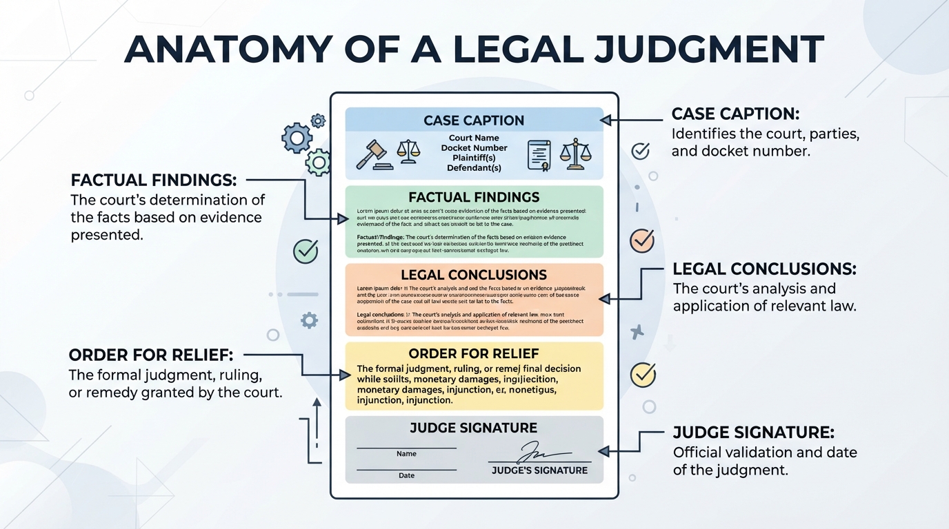 Diagram illustrating the key elements of a written court judgment