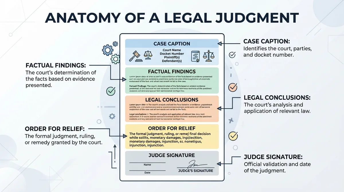 Diagram illustrating the key elements of a written court judgment