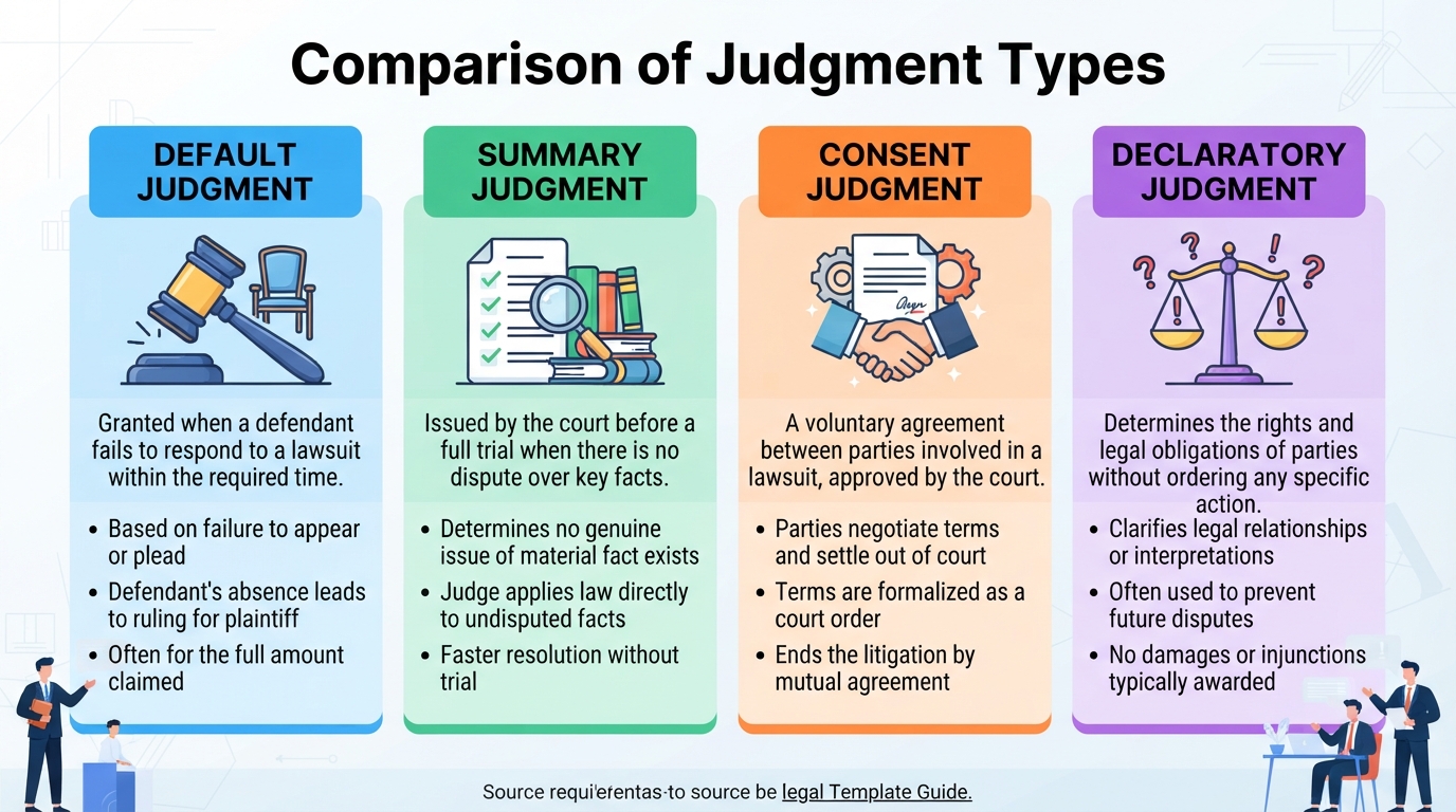 Comparison chart of different legal judgment types