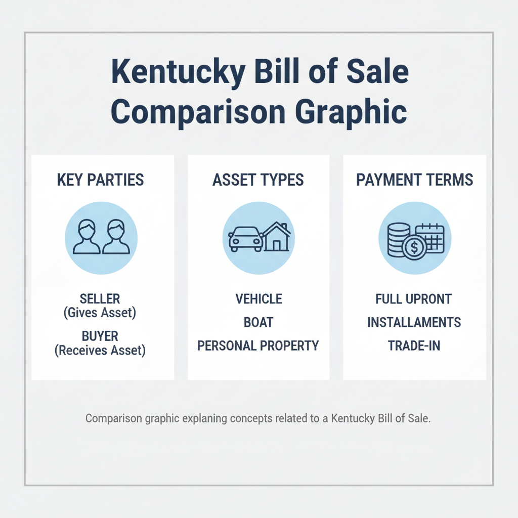 Comparison graphic explaining concepts related to a Kentucky Bill of Sale.