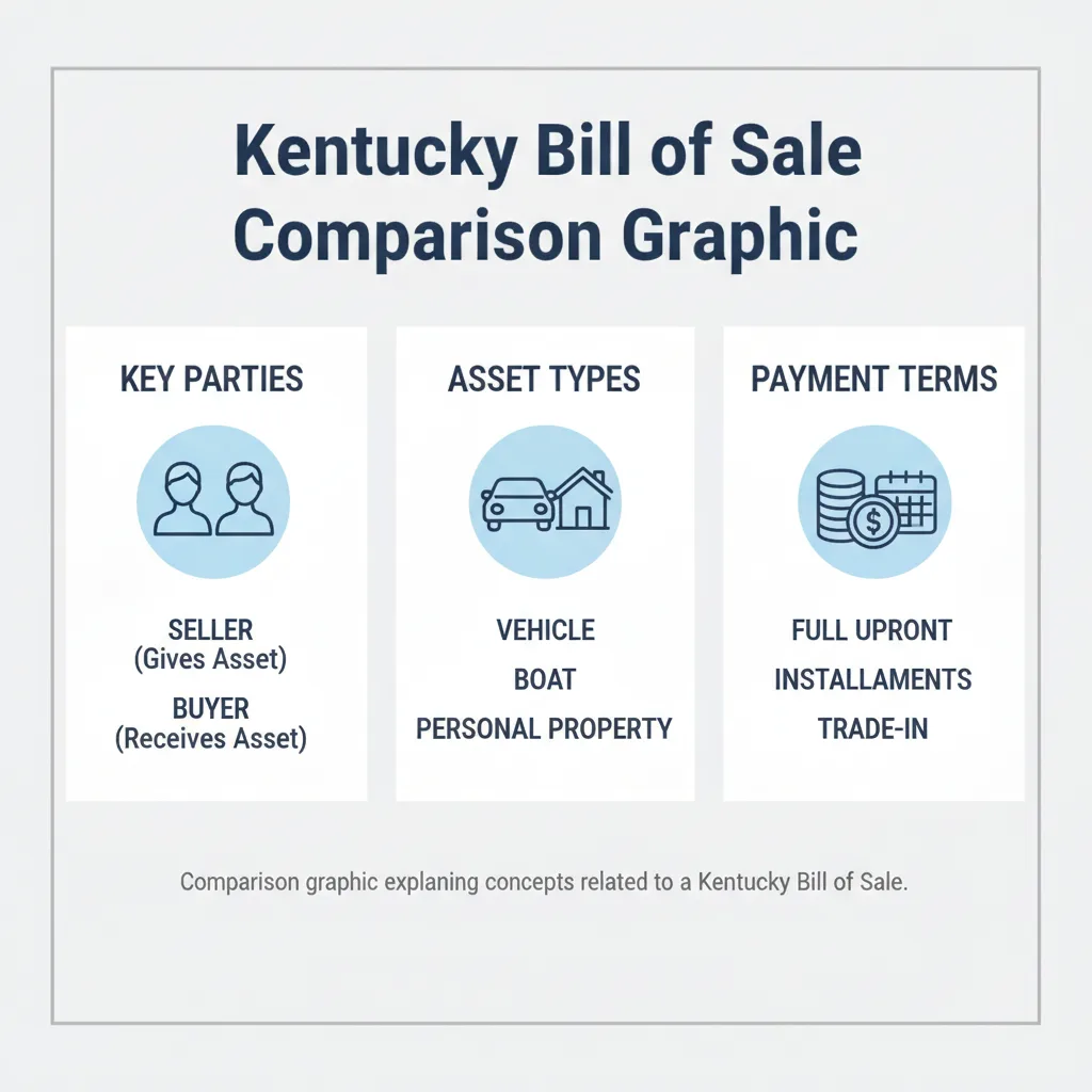 Comparison graphic explaining concepts related to a Kentucky Bill of Sale.