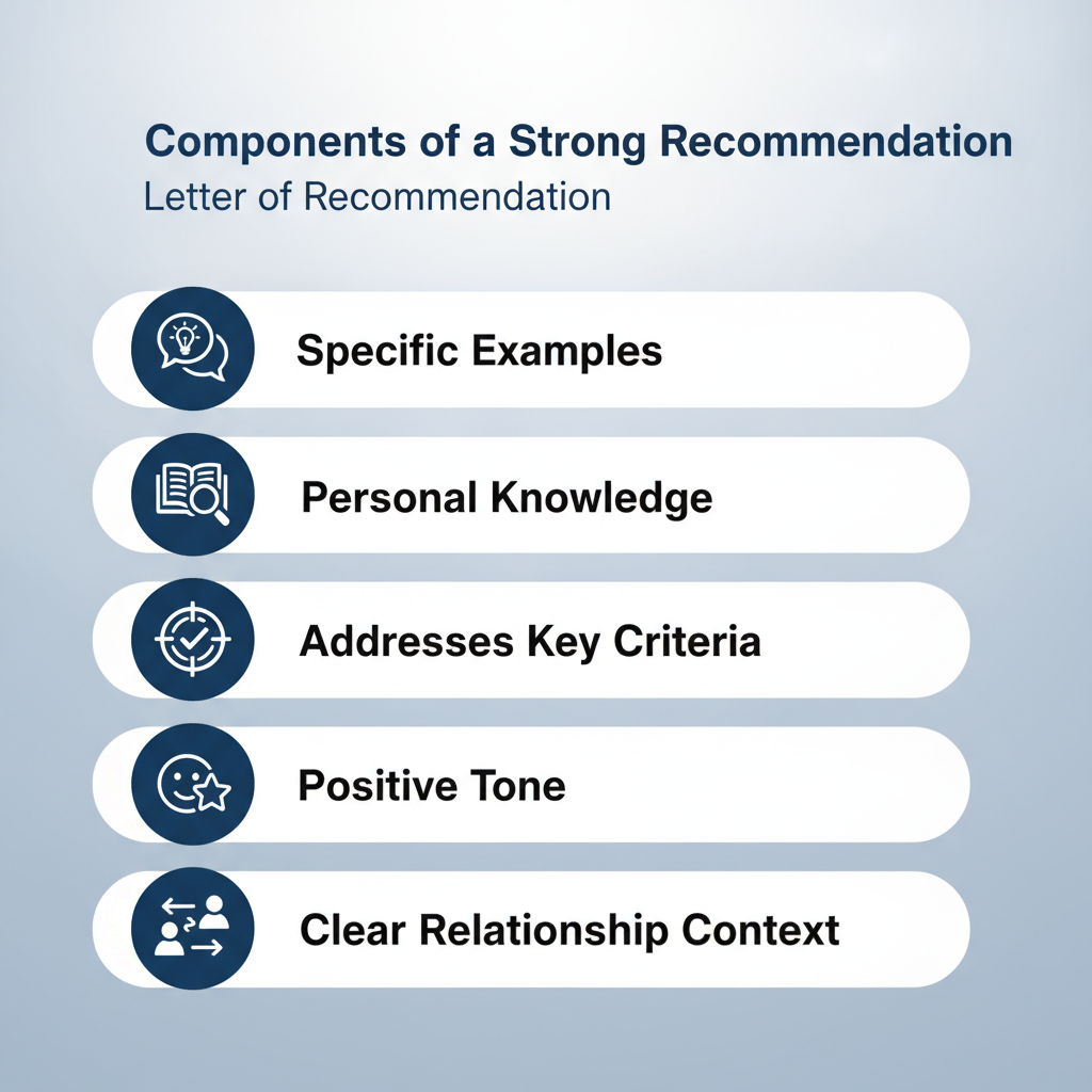 Checklist showing key components of an effective letter of recommendation.