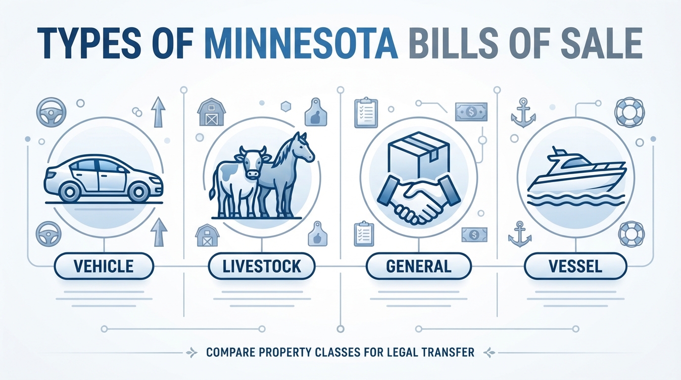 Infographic comparing different types of Minnesota bills of sale