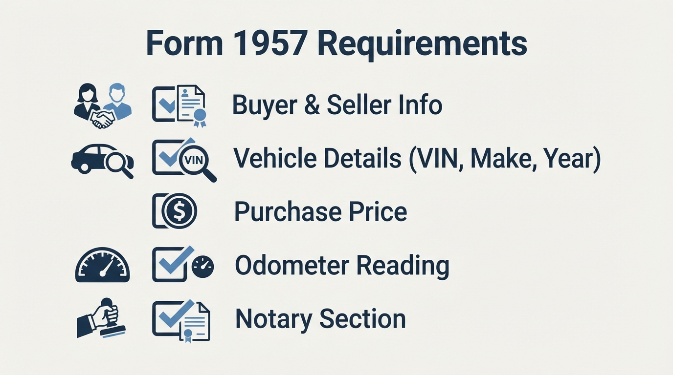 Checklist of essential information required on Missouri Form 1957