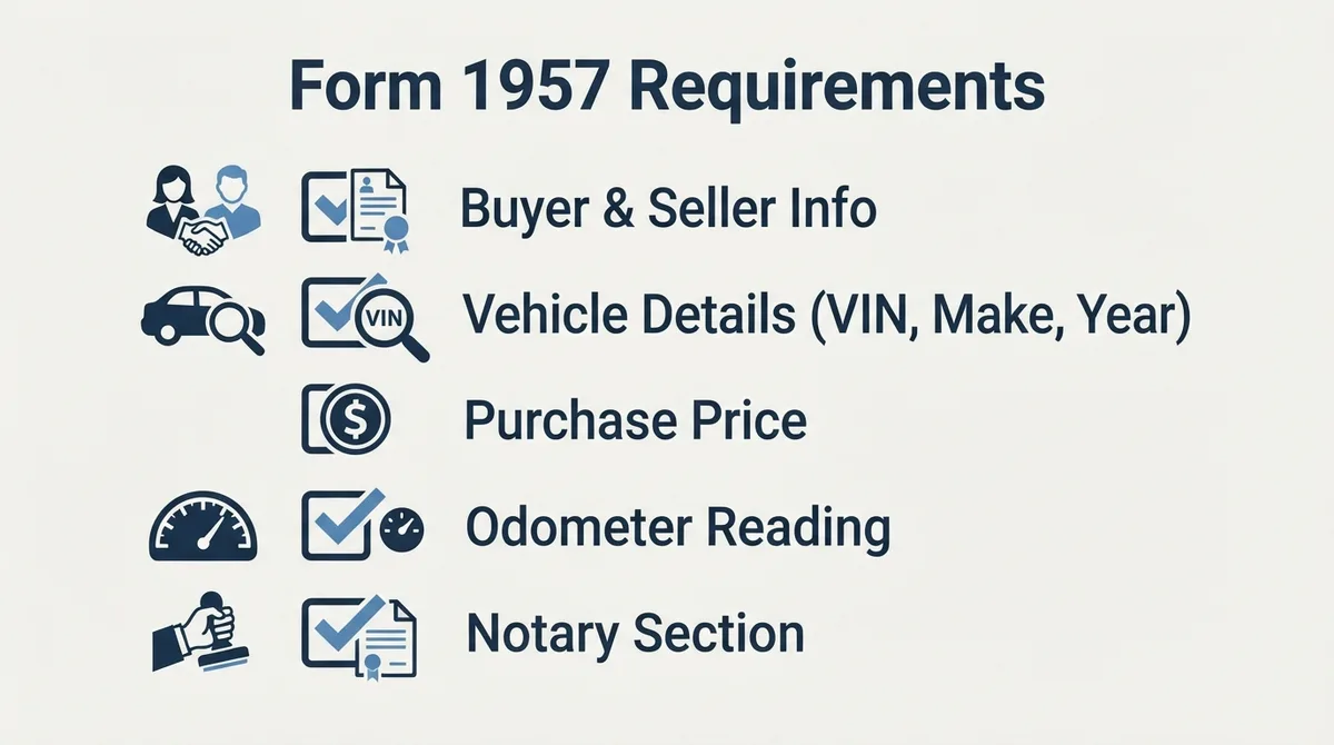 Checklist of essential information required on Missouri Form 1957