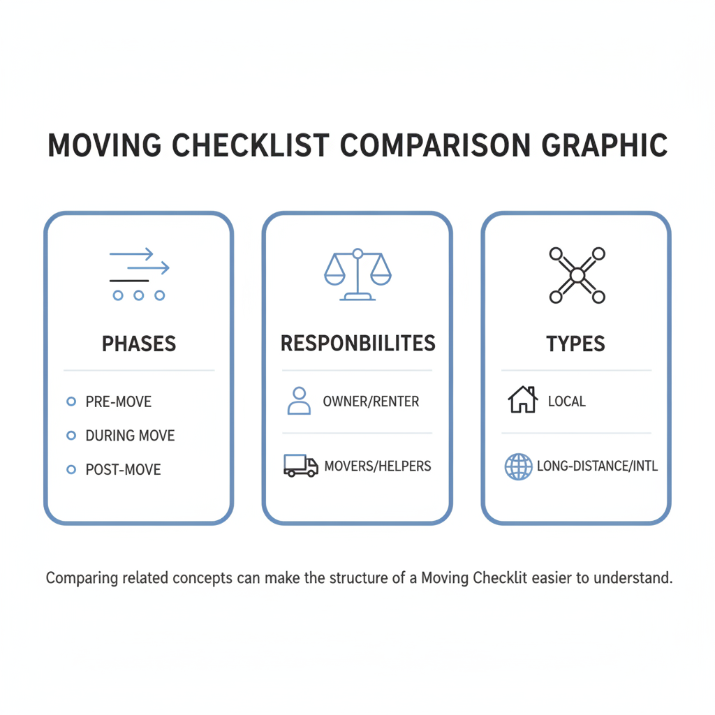 Comparison graphic explaining concepts related to a Moving Checklist.