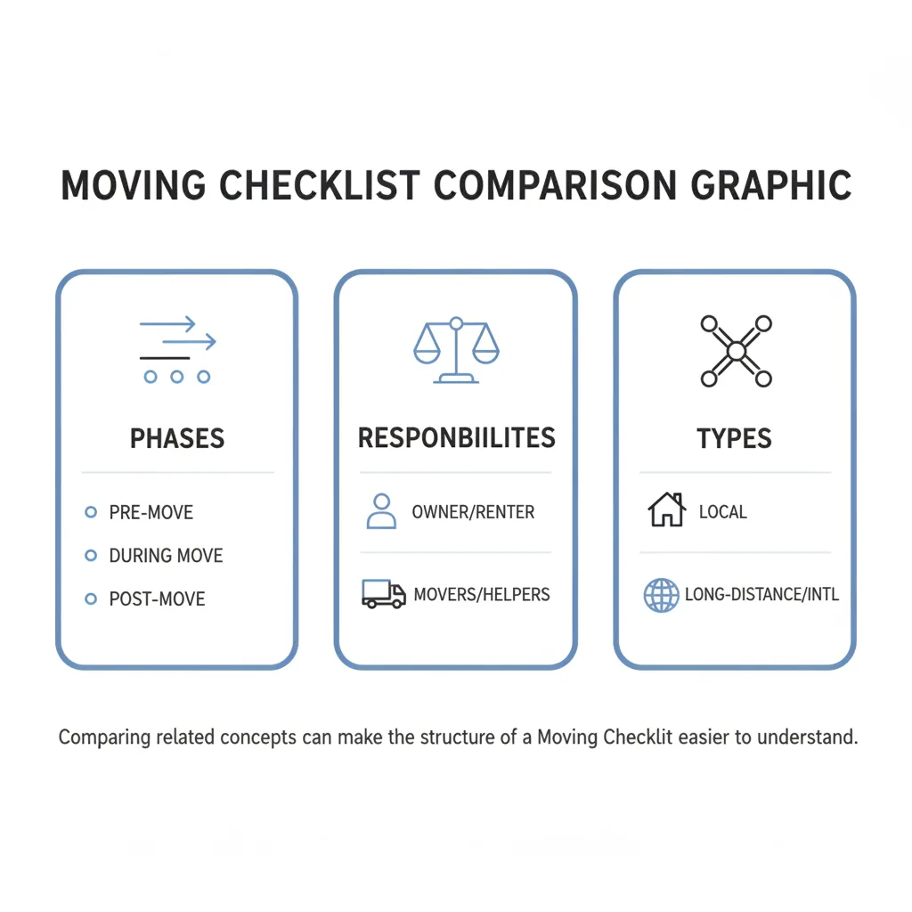 Comparison graphic explaining concepts related to a Moving Checklist.
