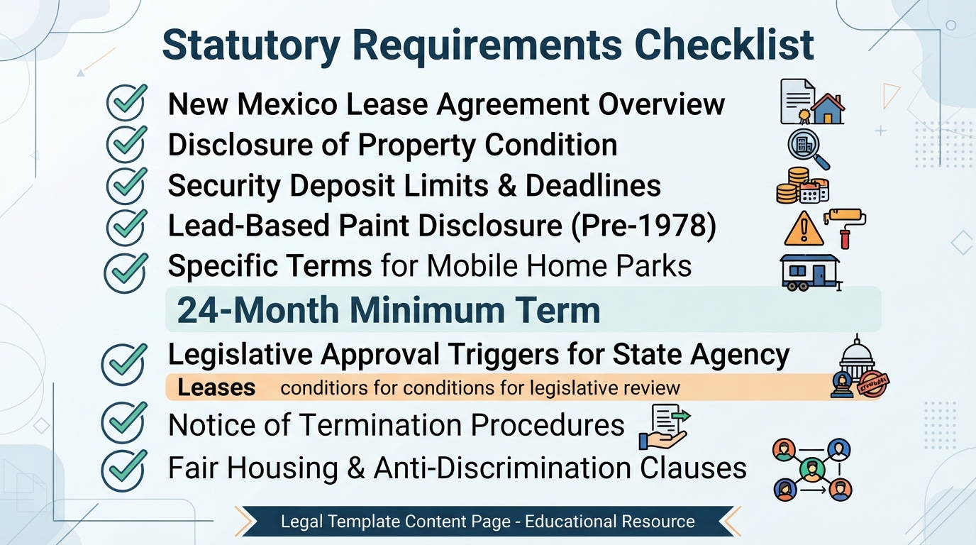 Checklist of New Mexico statutory lease requirements.