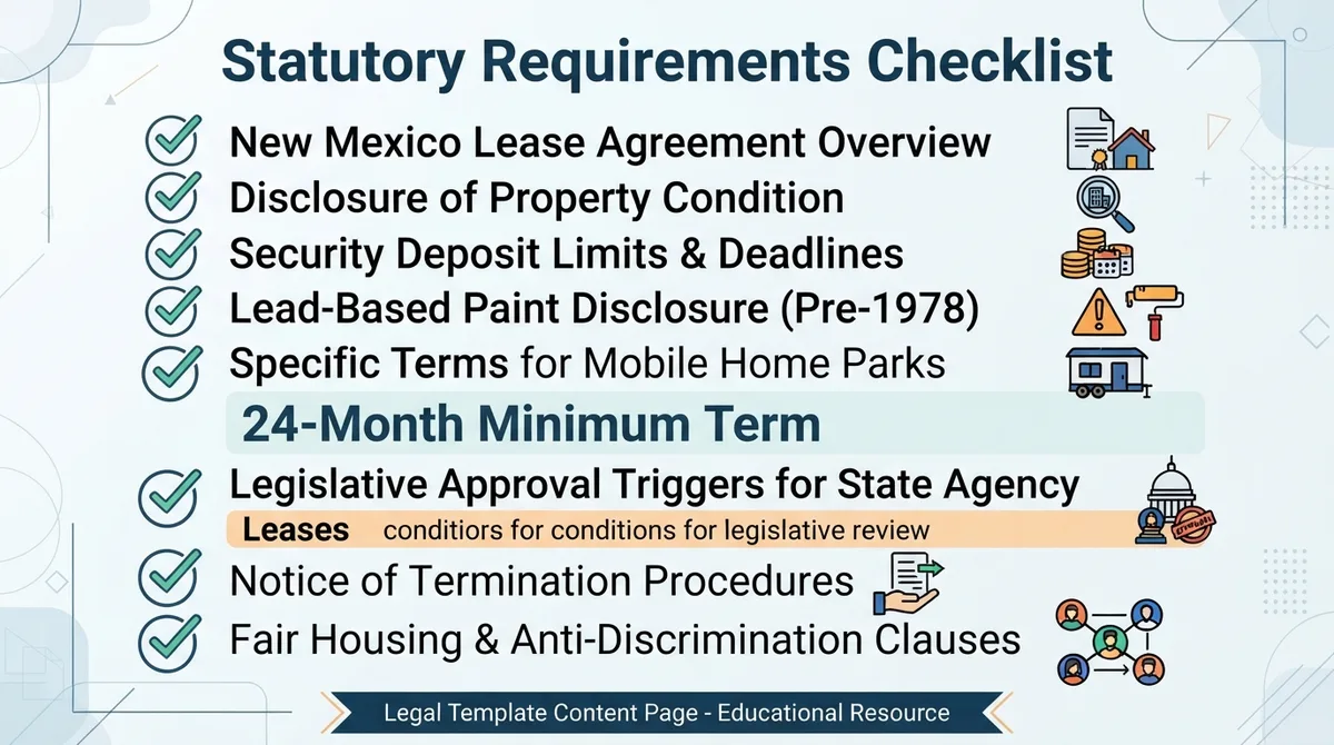 Checklist of New Mexico statutory lease requirements.
