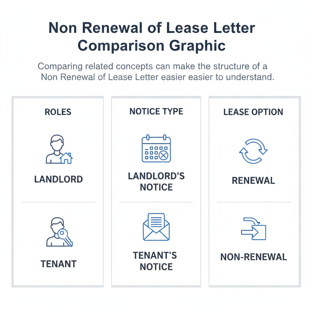 Comparison graphic explaining concepts related to a Non Renewal of Lease Letter.