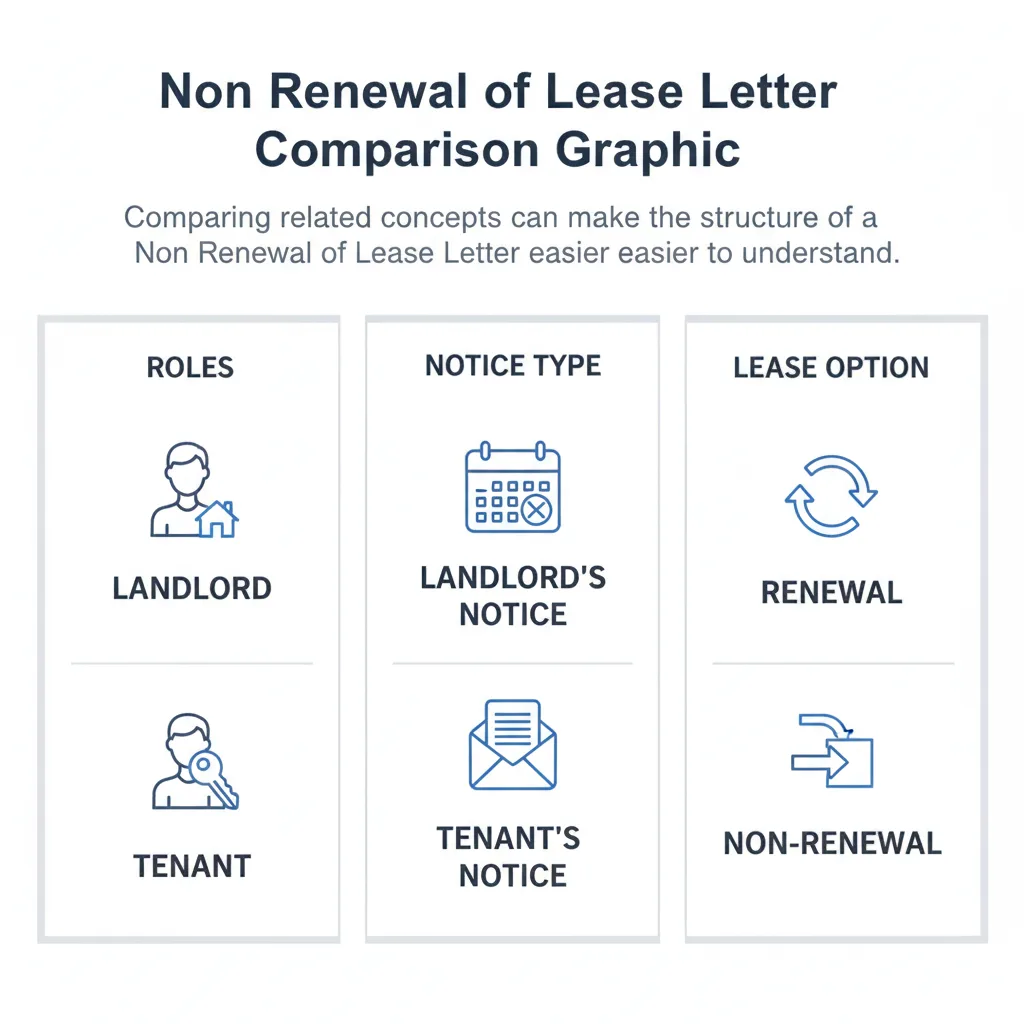 Comparison graphic explaining concepts related to a Non Renewal of Lease Letter.