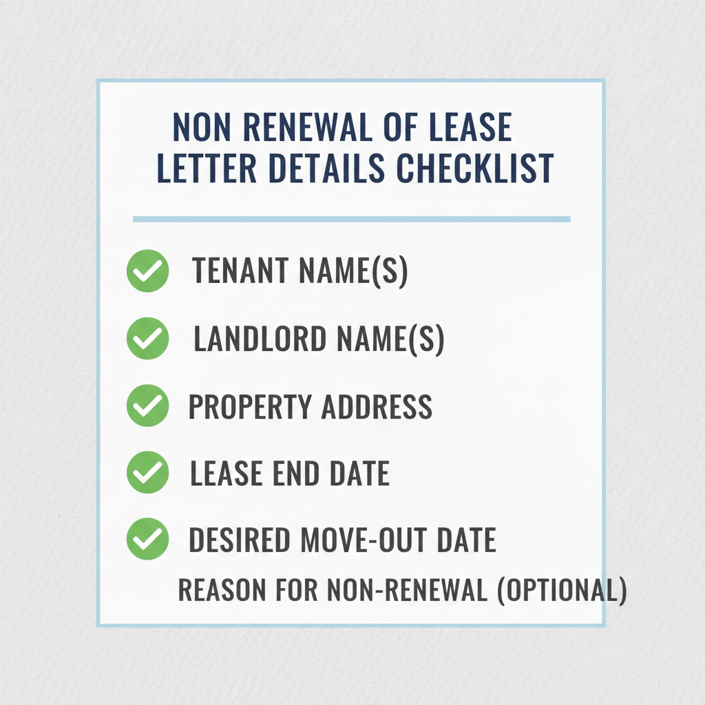 Checklist of details commonly addressed in a Non Renewal of Lease Letter.