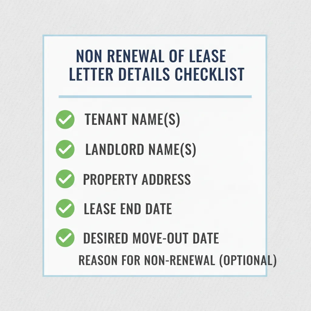 Checklist of details commonly addressed in a Non Renewal of Lease Letter.