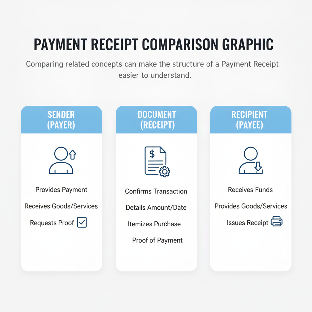Comparison graphic explaining concepts related to a Payment Receipt.