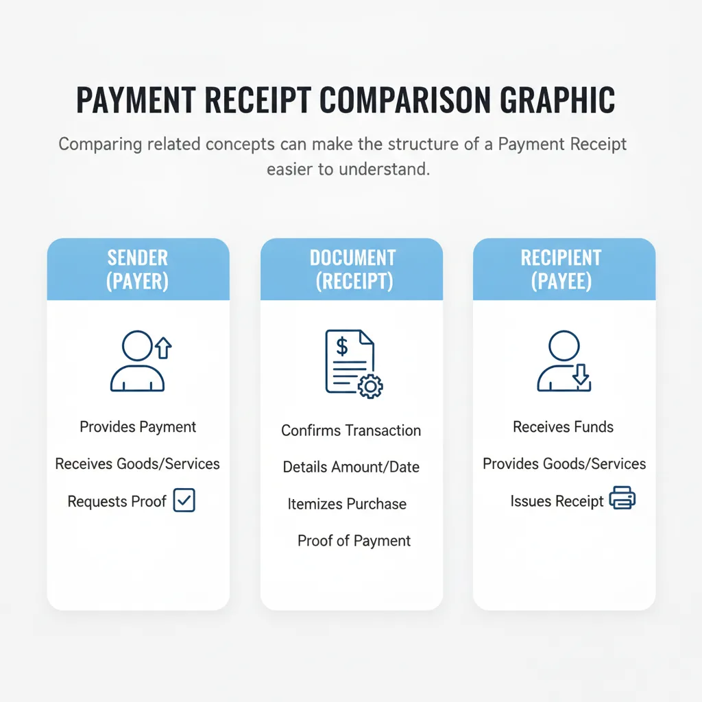 Comparison graphic explaining concepts related to a Payment Receipt.