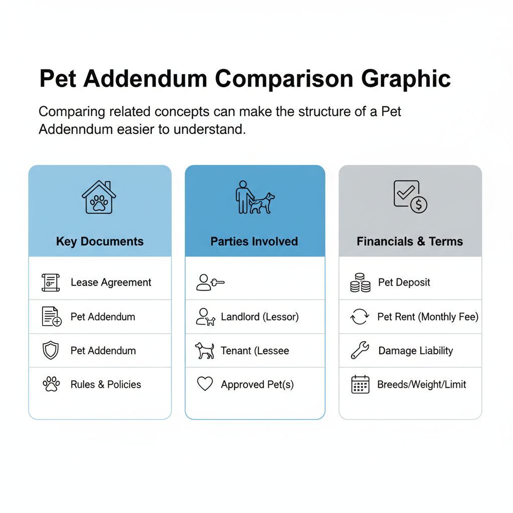 Comparison graphic explaining concepts related to a Pet Addendum.