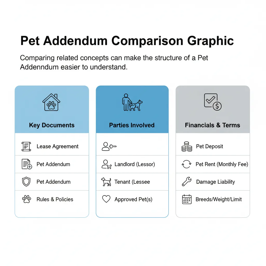 Comparison graphic explaining concepts related to a Pet Addendum.
