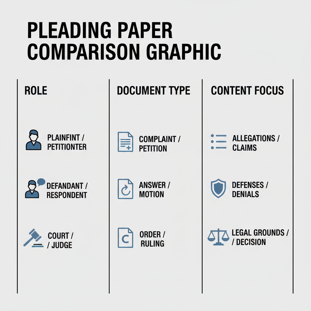 Comparison graphic explaining concepts related to a Pleading Paper.