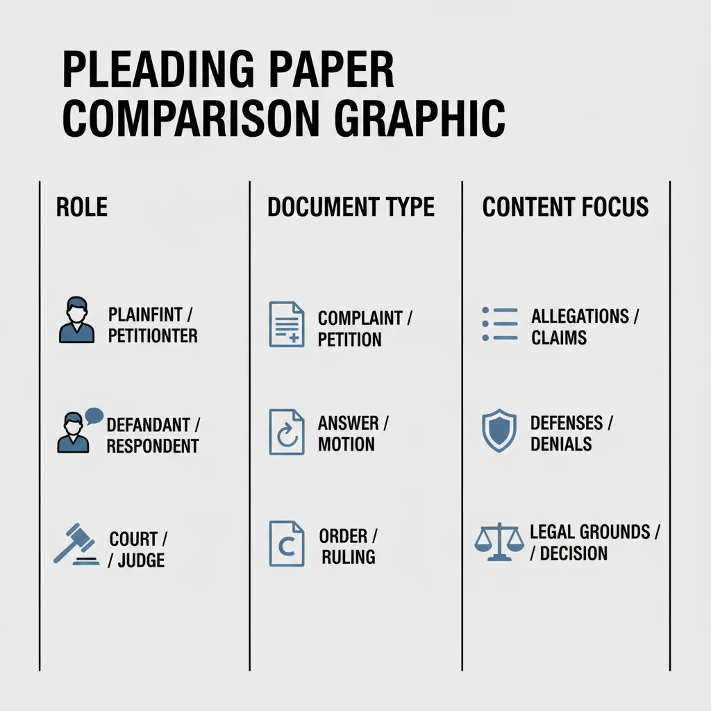 Comparison graphic explaining concepts related to a Pleading Paper.