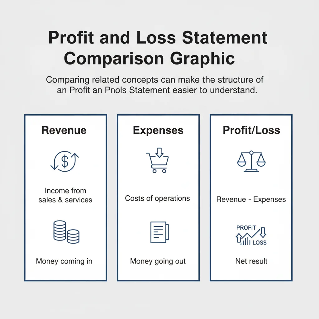 Comparison graphic explaining concepts related to a Profit and Loss Statement.