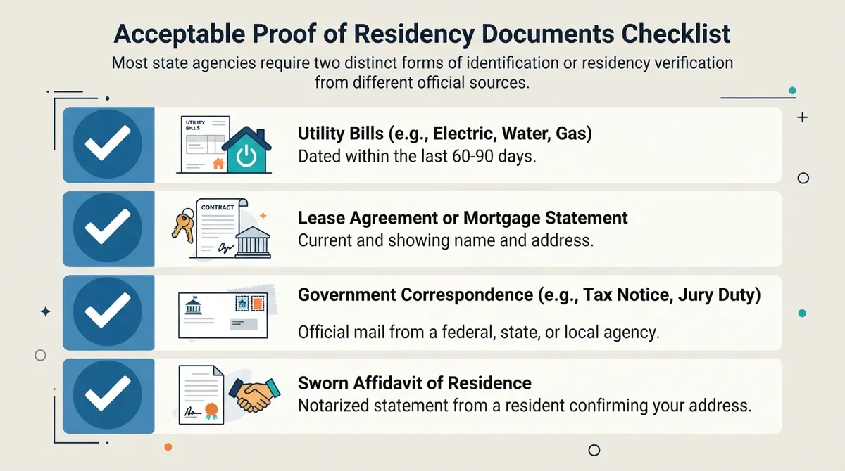 Checklist of acceptable documents for proving residency