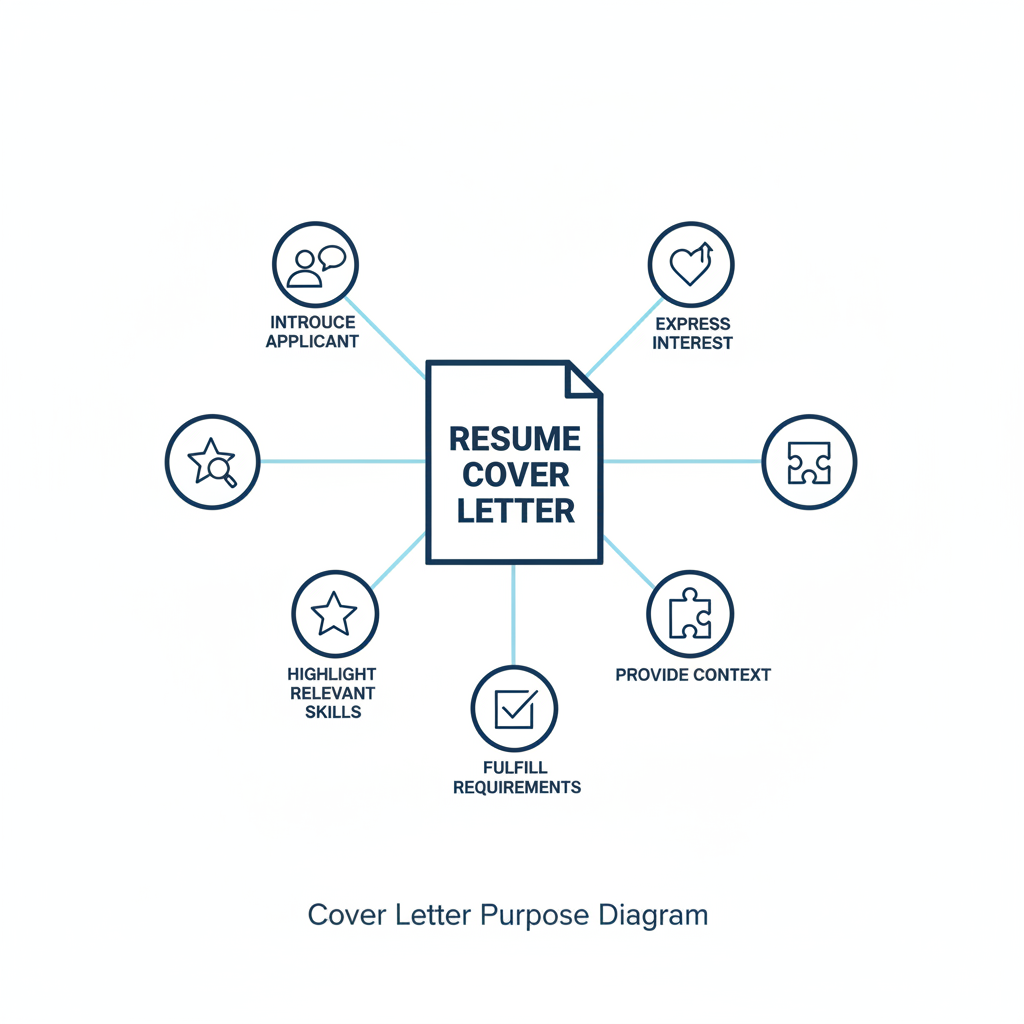 Diagram showing the key purposes of a resume cover letter.