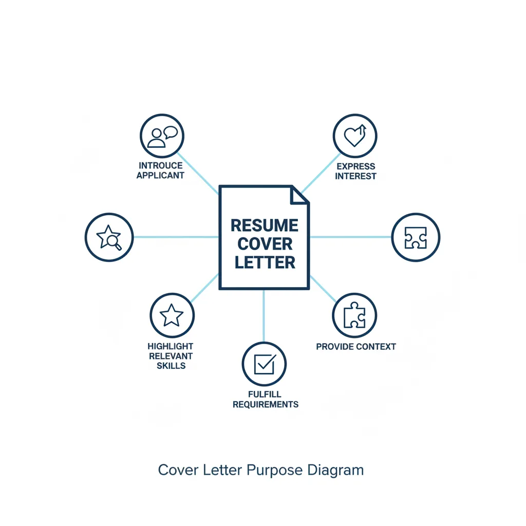 Diagram showing the key purposes of a resume cover letter.