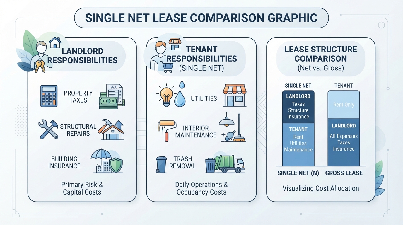 Comparison graphic explaining concepts related to a Single Net Lease.