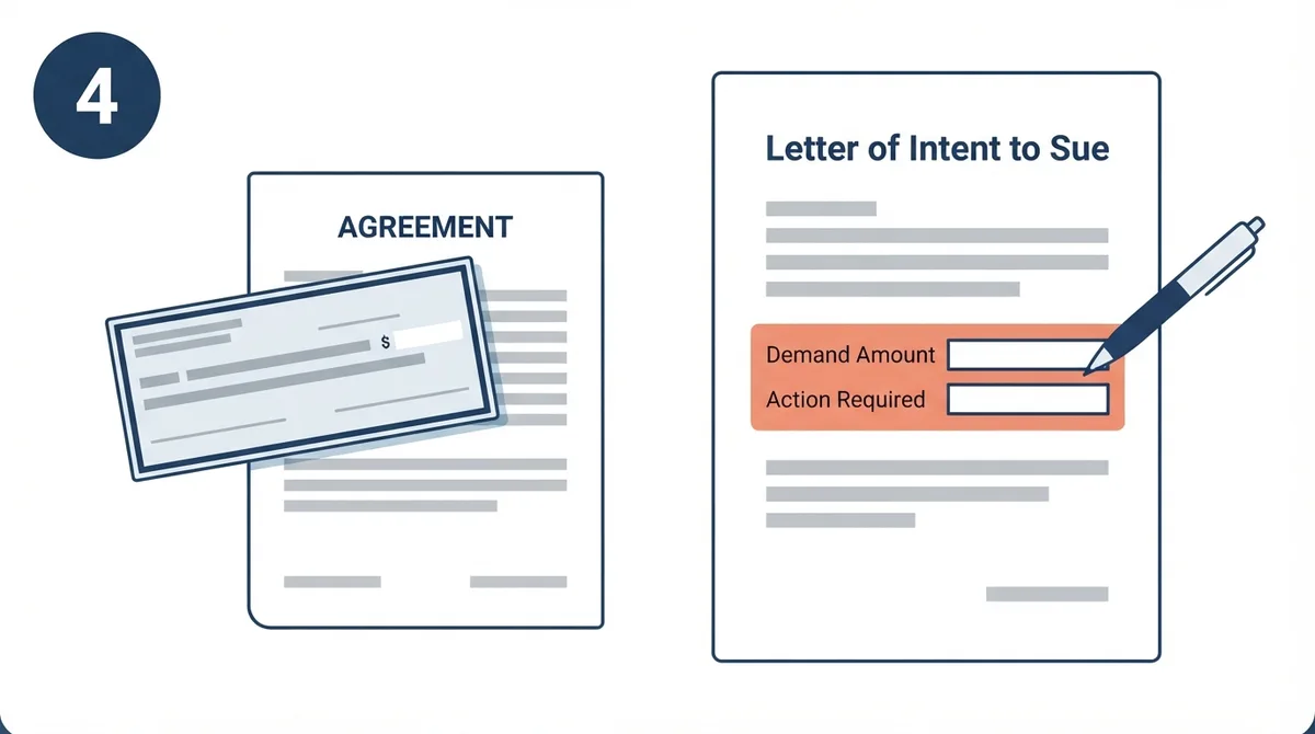 Middle section of the form detailing the monetary and action-based demands.