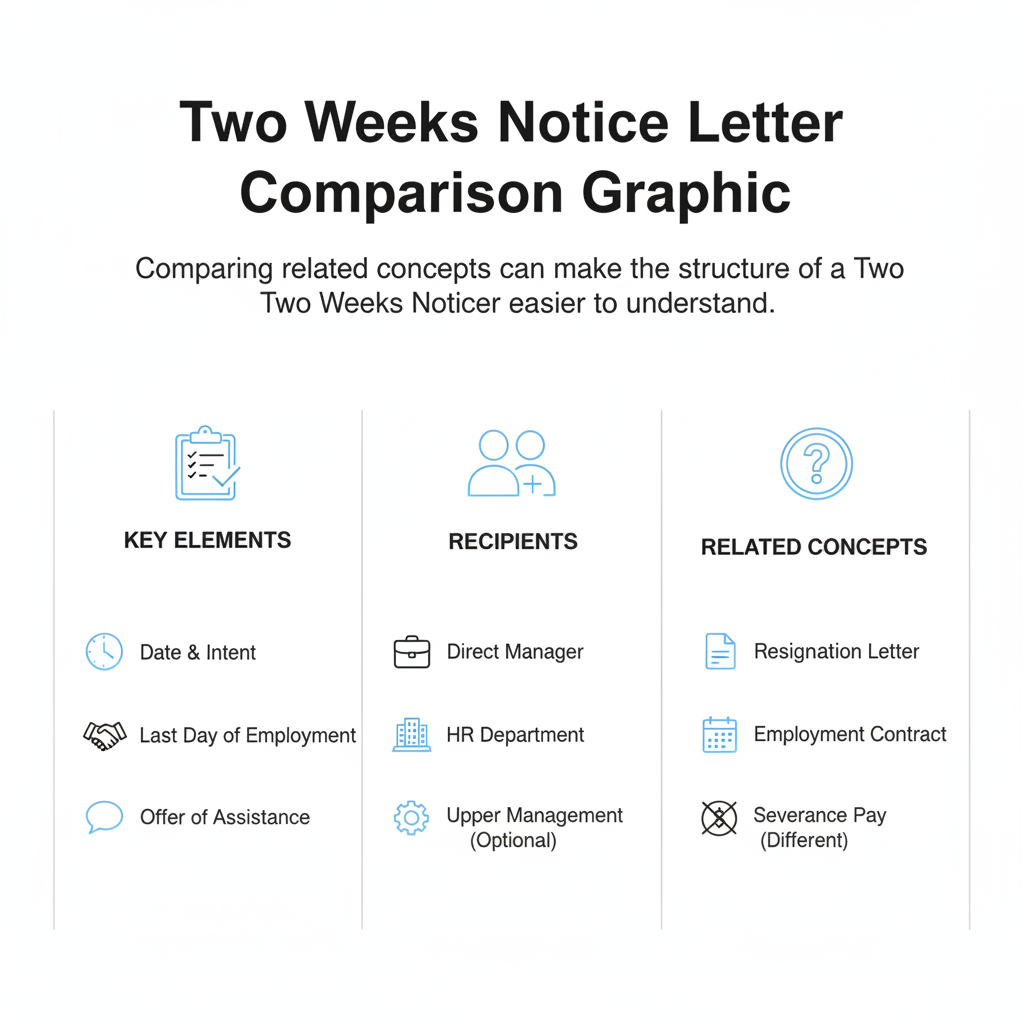Comparison graphic explaining concepts related to a Two Weeks Notice Letter.