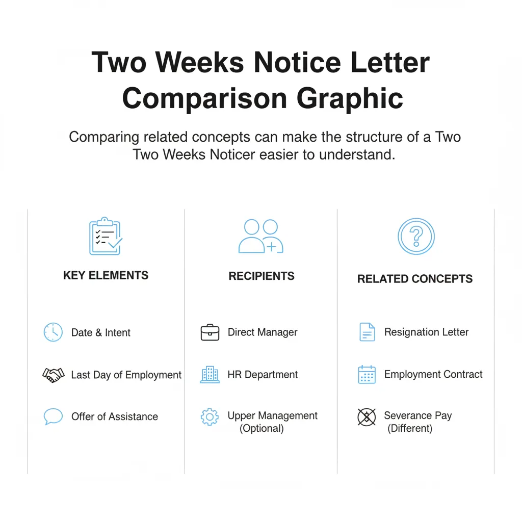 Comparison graphic explaining concepts related to a Two Weeks Notice Letter.