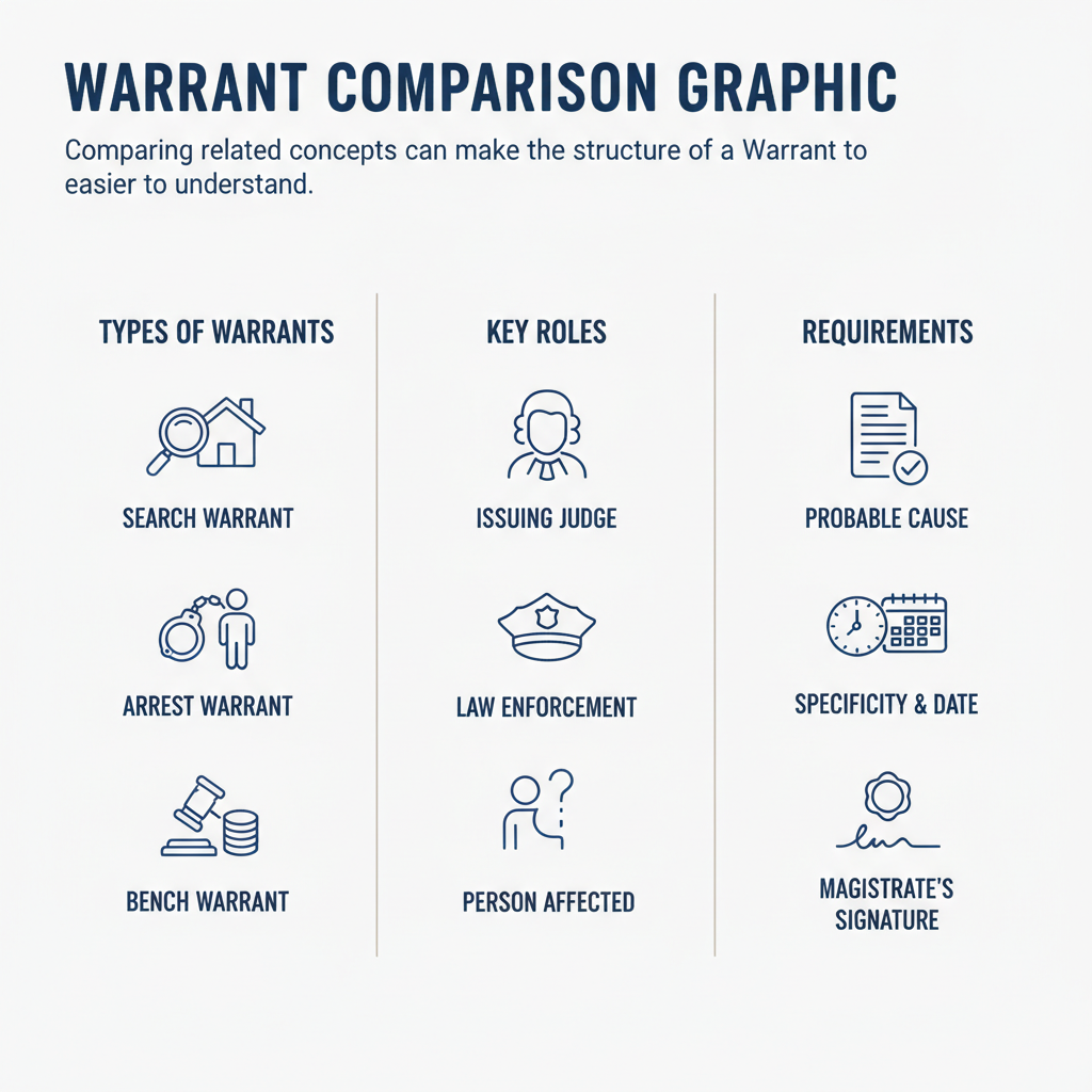 Comparison graphic explaining concepts related to a Warrant.