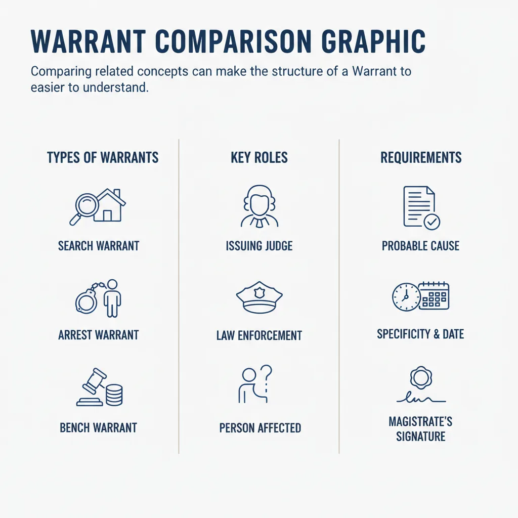 Comparison graphic explaining concepts related to a Warrant.