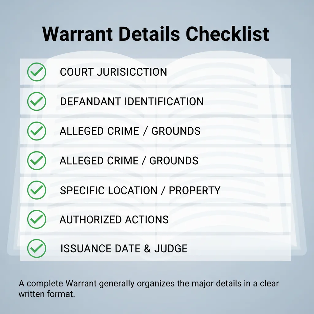 Checklist of details commonly addressed in a Warrant.