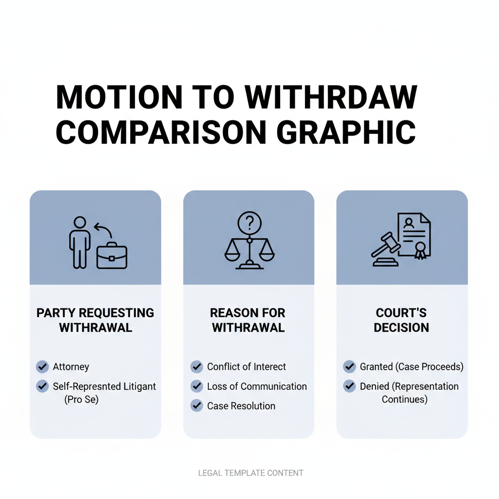 Comparison graphic explaining concepts related to a Motion to Withdraw.