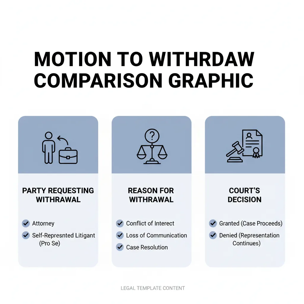 Comparison graphic explaining concepts related to a Motion to Withdraw.